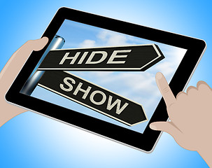 Image showing Hide Show Tablet Means Obscured And Visible