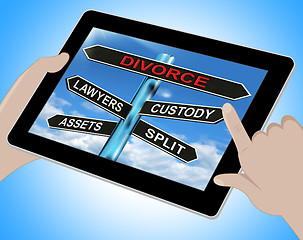 Image showing Divorce Tablet Means Custody Split Assets And Lawyers