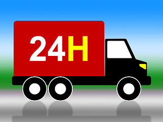 Image showing Truck Transport Indicates Twenty Four Hours And 24H