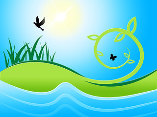 Image showing Birds Sea Shows Water Grass And Meadow