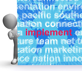 Image showing Implement Word Cloud Sign Shows Implementing Or Executing A Plan