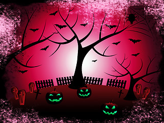 Image showing Tree Halloween Shows Trick Or Treat And Autumn