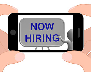 Image showing Now Hiring Phone Means Job Vacancy And Employment