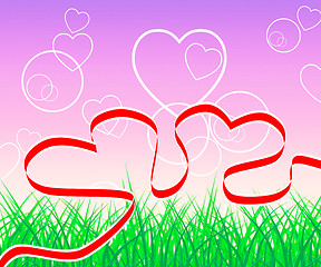 Image showing Hearts Background Shows Valentine Day And Abstract