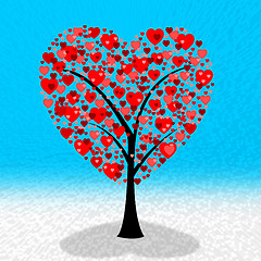 Image showing Hearts Tree Shows Valentines Day And Affection