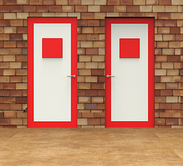 Image showing Choice Doors Means Choosing Decision And Doorframe