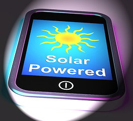 Image showing Solar Powered On Phone Displays Alternative Energy And Sunlight
