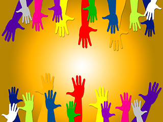 Image showing Reaching Out Shows Hands Together And Buddies