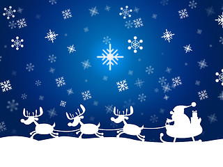 Image showing Reindeer Santa Shows Winter Snow And Congratulation