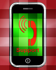 Image showing Support On Phone Displays Call For Advice