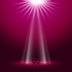 Image showing Spotlight Red Represents Valentine Day And Entertainment