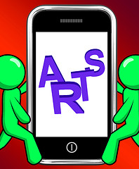 Image showing Arts On Phone Displays Creative Design Or Artwork