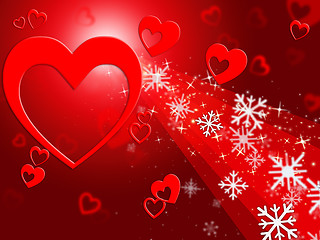 Image showing Hearts Snowflake Means Valentines Day And Congratulation