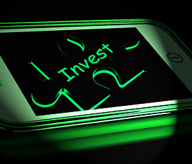 Image showing Invest Smartphone Displays Investment In Company Or Savings