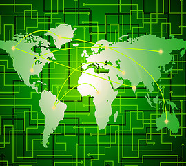 Image showing World Map Indicates Lan Network And Communication