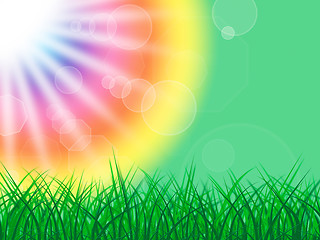 Image showing Sun Rays Means Green Grass And Beam