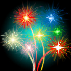 Image showing Fireworks Color Means Night Sky And Celebrations