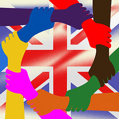 Image showing Holding Hands Represents Union Jack And British