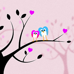 Image showing Heart Together Means Valentine\'s Day And Bird