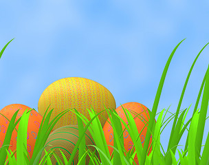 Image showing Easter Eggs Means Green Grass And Pasture