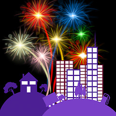 Image showing Celebration City Shows Night Sky And Buildings