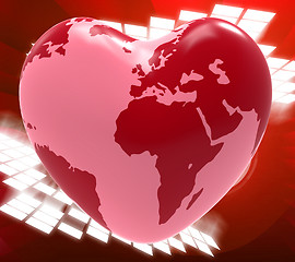 Image showing Heart Globe Means Valentine\'s Day And Earth