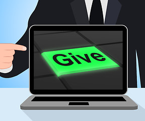 Image showing Give Button Displays Bestowed Allot Or Grant