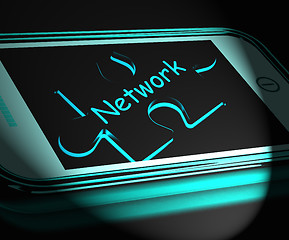 Image showing Network Smartphone Displays Connecting And Communicating On Web