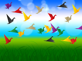 Image showing Sky Flying Represents Flock Of Birds And Escaped