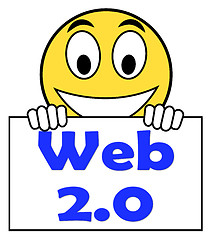 Image showing Web 2.0 On Sign Means Net Web Technology And Network