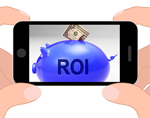 Image showing ROI Piggy Bank Displays Investors Return And Income