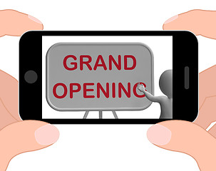 Image showing Grand Opening Phone Shows New Store Open Celebration