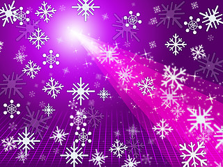 Image showing Mauve Snowflake Shows Light Burst And Christmas