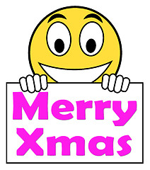 Image showing Merry Xmas On Sign Means Happy Christmas