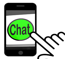 Image showing Chat Button Displays Talking Typing Or Texting