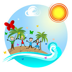 Image showing Tropical Island Means Go On Leave And Kids