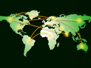 Image showing World Map Represents Computer Network And Cartography