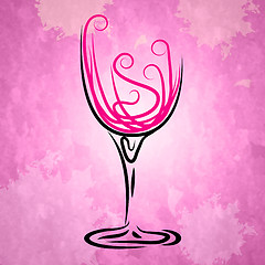Image showing Wine Glass Indicates Alcohol Cheerful And Vineyard