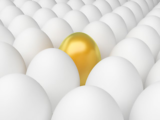 Image showing Golden Egg Indicates Odd One Out And Alone