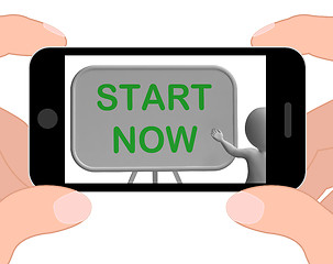 Image showing Start Now Phone Means Begin Today And Immediately