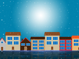 Image showing Sun Houses Shows Sunny Metropolis And Metropolitan