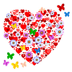 Image showing Hearts Butterflies Shows Valentine Day And Animals