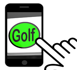 Image showing Golf Button Displays Golfer Club Or Golfing