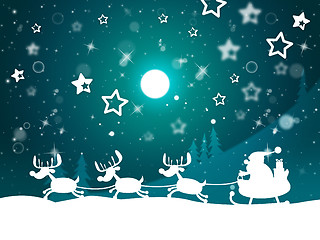 Image showing Santa Reindeer Indicates Merry Christmas And Elk