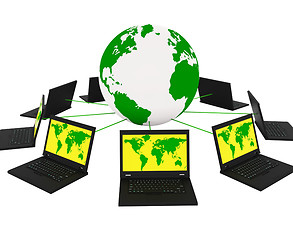 Image showing Global Network Means Networking Monitor And Planet