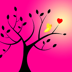 Image showing Heart Birds Means Valentines Day And Branch