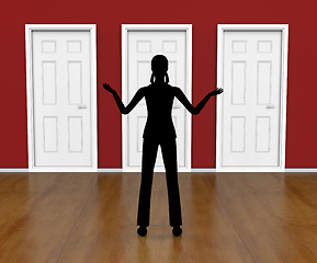 Image showing Silhouette Doors Means Doorways Direction And Choose