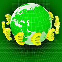 Image showing Euros Forex Means Worldwide Trading And Earth