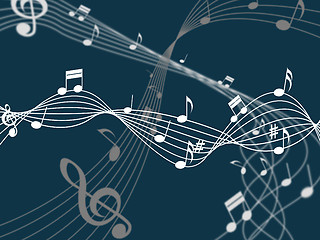 Image showing Blue Background Means Musical Note And Backgrounds