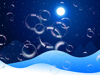 Image showing Background Bubbles Means Snow Flakes And Backdrop